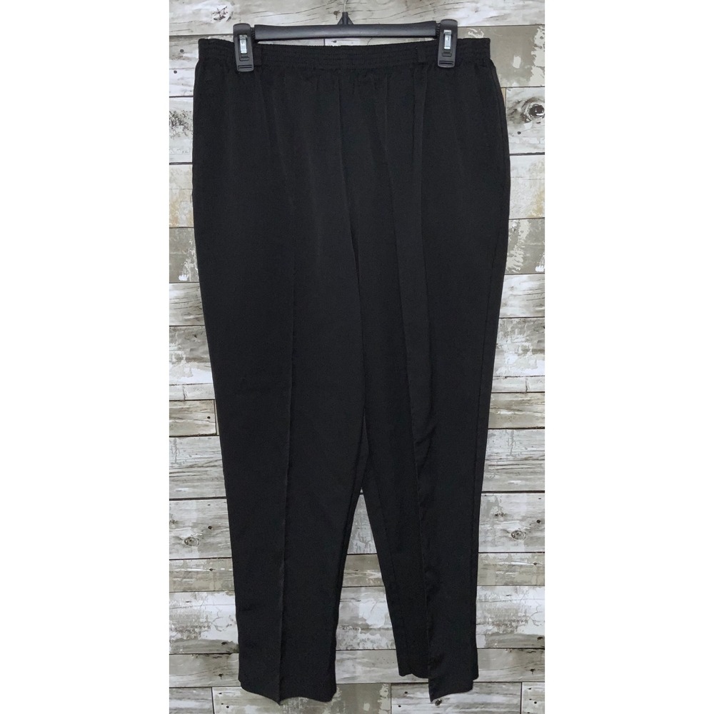 Vintage Alfred Dunner Womens Black Pleated Elastic Waist Pants‎ Size 16